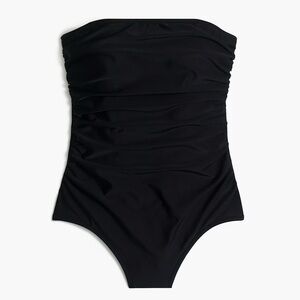 J.CREW Strapless One Piece Swimsuit Large Black Ruched Flattering Fit Beach NWT